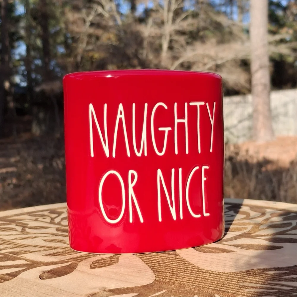 Rae Dunn Red/White Naughty Or Nice Toothbrush Makeup Holder
